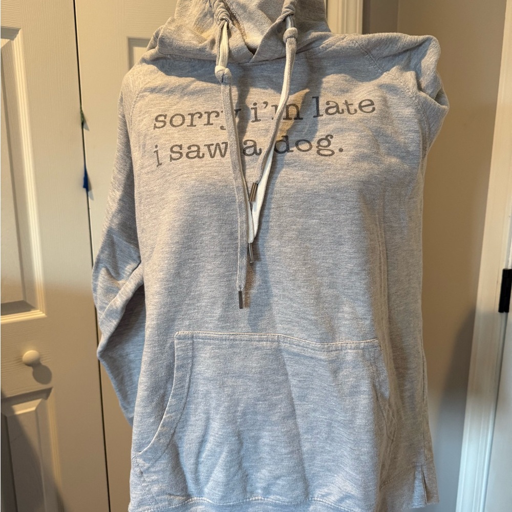 Gray Hoodie with Dog Quote
